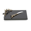 Olive Branch Gold Cheese Board w/ Knife